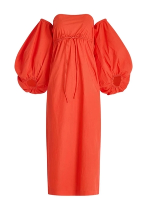 Rosie Assoulin balloon-sleeve off-shoulder midi dress - Orange