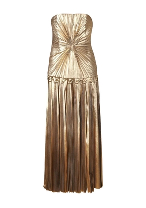 Acler Fintry pleated strapless maxi dress - Gold