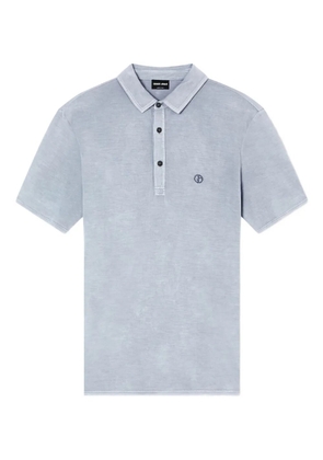 Giorgio Armani logo-embroidered polo shirt - Blue