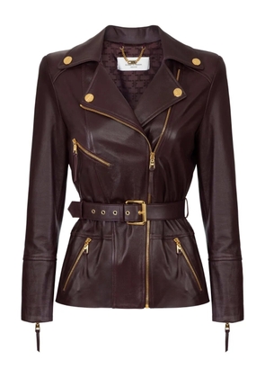 Elisabetta Franchi belted leather biker jacket - Red