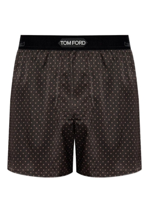 TOM FORD polka-dot pattern silk boxers - Brown