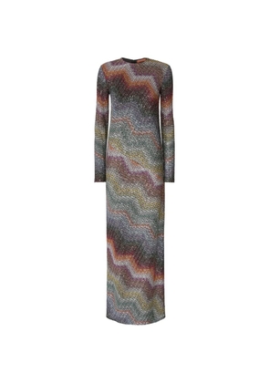 Missoni zigzag-pattern long-sleeved maxi dress - Grey
