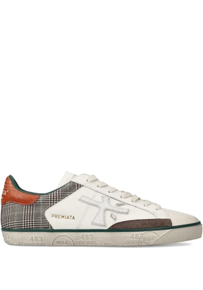 Premiata check panelled steven sneakers - White
