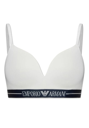 Emporio Armani logo-band triangle bra - Grey