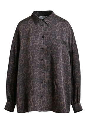 Essentiel Antwerp Ilorin leopard-print ruffled shirt - Black