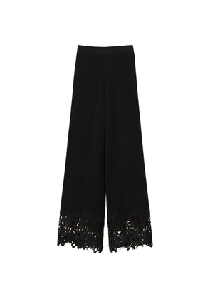 TWINSET lace-hem straight trousers - Black