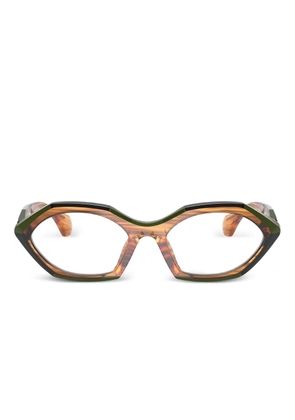 Alain Mikli striped geometric glasses - 006 Striped Havana / Green / Black