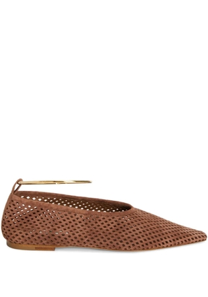 Jil Sander perforated-design pointed-toe ballerina - Brown