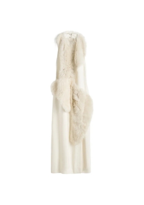 TOTEME shearling-appliqué midi dress - Neutrals