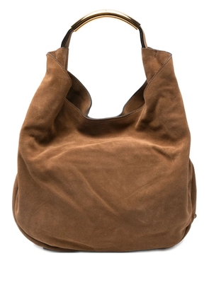 Moschino medium Handle Me suede shoulder bag - Brown