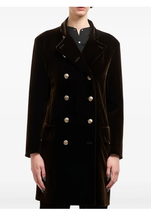 Giorgio Armani velvet-effect double-breasted coat - Brown