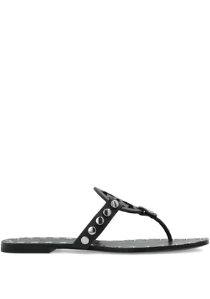Tory Burch leather studded flat sandals - Black