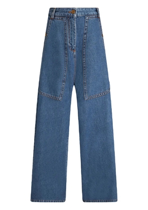 ETRO Pegaso-embroidery wide-leg jeans - Blue