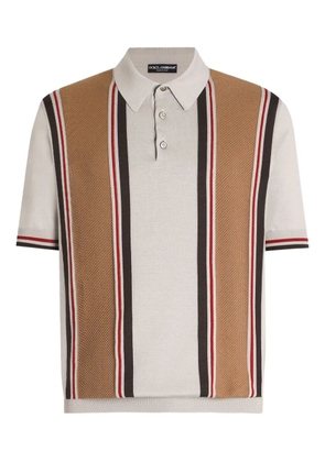 Dolce & Gabbana stretch-silk polo shirt - Neutrals