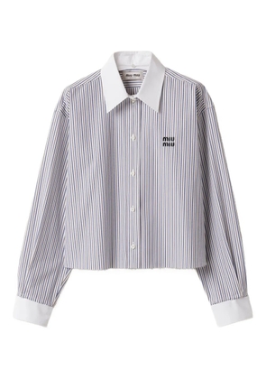 Miu Miu striped embroidered shirt - White