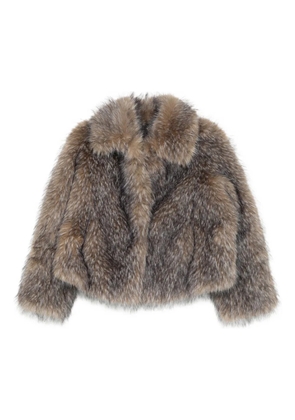 Maje collared faux-fur coat - Brown