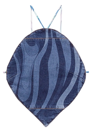 PUCCI Marmo-print denim top - Blue