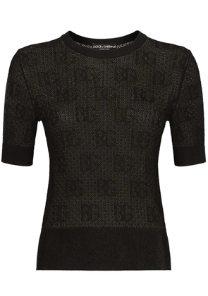 Dolce & Gabbana monogram-jacquard round-neck top - Black