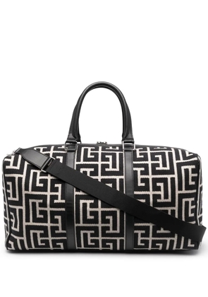 Balmain Voyage monogram-jacquard duffle bag - Black