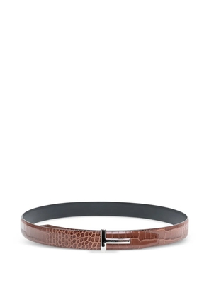 TOM FORD crocodile-effect belt - Brown