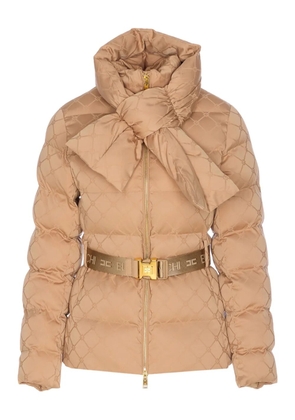 Elisabetta Franchi quilted belted down jacket - Neutrals
