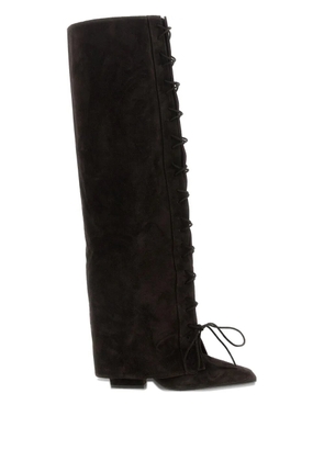 Paris Texas 100m Jane fold over lace-up boots - Brown