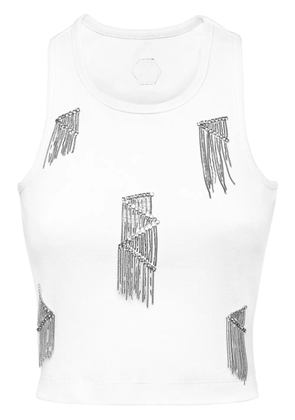 Philipp Plein fringed tank top - White
