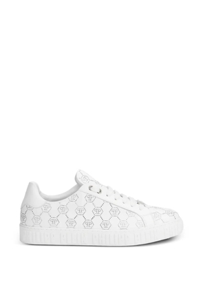 Philipp Plein Carson monogram strass low-top sneakers - White