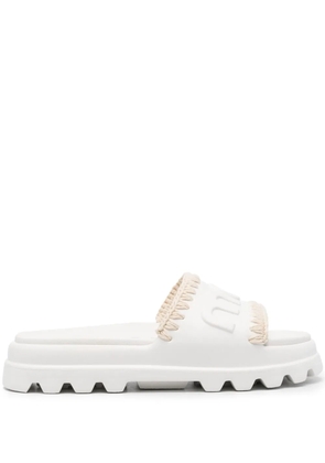 Mou Eva logo-embossed slides - White