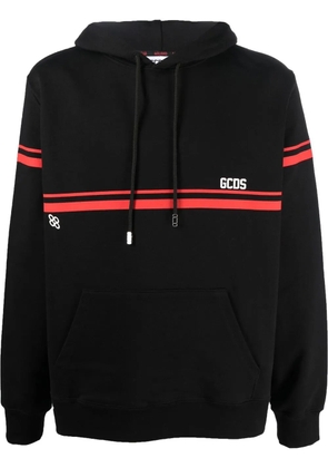 GCDS stripe-detail cotton hoodie - Black
