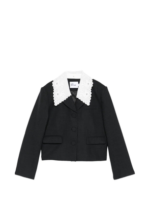 Self-Portrait embroidered-collar jacket - Grey