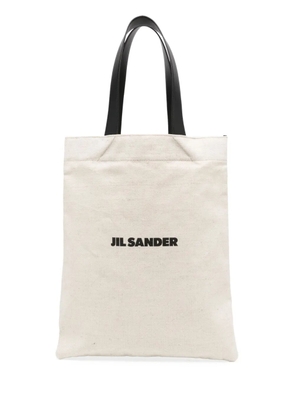 Jil Sander large logo print tote bag - Neutrals