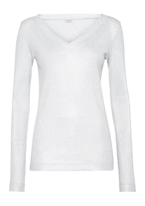 Brunello Cucinelli fine-ribbed T-shirt - Silver
