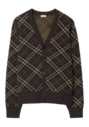 Burberry checked wool-cashmere blend cardigan - Brown