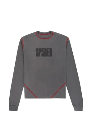 SP5DER contrast-stitch long-sleeved T-shirt - Grey