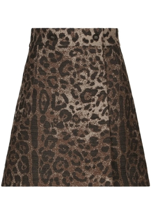 Dolce & Gabbana leopard-print high-waisted miniskirt - Brown