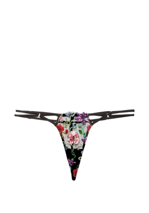Fleur Du Mal Wildfleur floral thong - Black