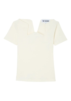 Sunnei ribbed V-neck T-shirt - Neutrals