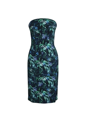 ERDEM print strapless dress - Blue