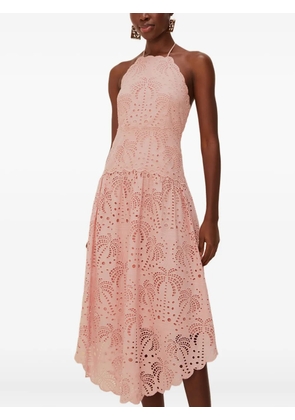 FARM Rio eyelet halterneck midi dress - Pink