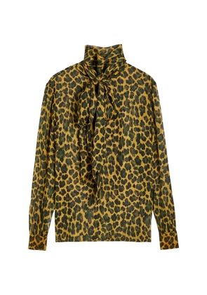 Saint Laurent tie animal-print top - Yellow