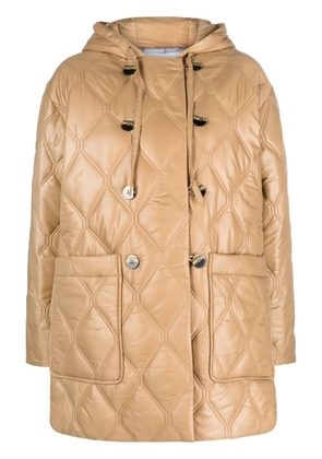 GANNI quilted hooded jacket - Neutrals