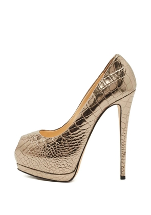 Giuseppe Zanotti Vintage crocodile-embossed leather pumps - Gold