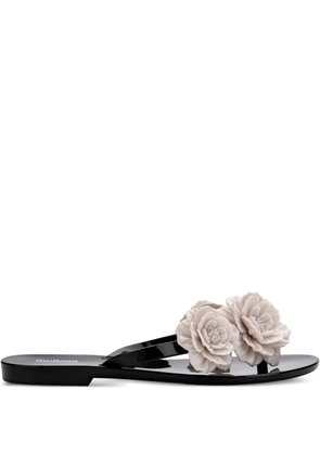 Melissa Harmonic Springtime floral-embellished flip flops - Black