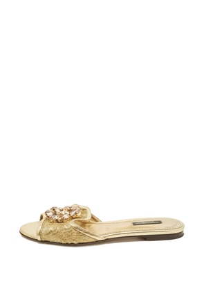 Dolce & Gabbana Pre-Owned lace overlay sandals - Gold