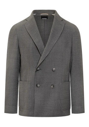 BOSS double-breasted checked blazer - Grey