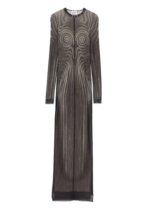 Jean Paul Gaultier spiral-print mesh maxi dress - Black
