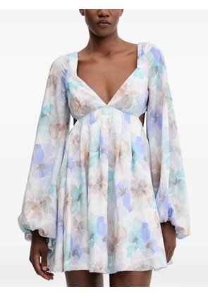 Bardot cut-out floral-print mini dress - White