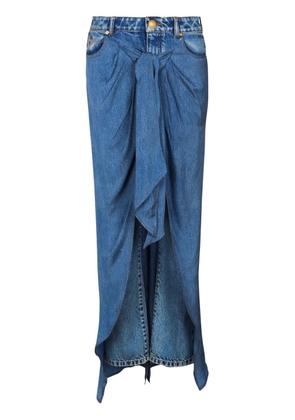 Balmain draped denim skirt - Blue