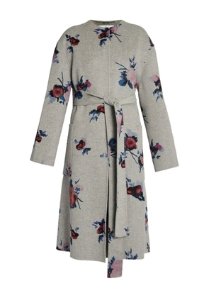 ERDEM belted floral wool coat - Grey